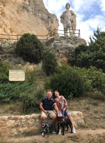 Sheila and Brian with Joe & Bella, having stopped to enjoy a lovely walk and picnic area in N.Spain, on their way from Cardiff to Fuengirola in S.Spain.